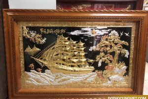 Tranh thuận buồm xuôi gió 76x116cm bằng đồng khảm tam khí