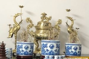 Bài trí ban thờ bằng ngũ sự hay tam sự bằng đồng?